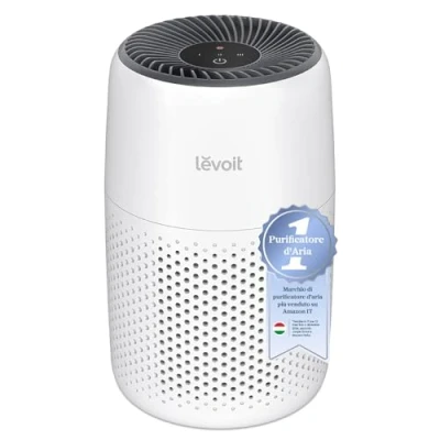 Immagine di LEVOIT Purificatore d&#039;Aria con Aromaterapia e Filtro HEPA, 7 Watt, Risparmio Energetico, 3 Velocità Contro Muffe, Polvere, Peli di Animali Fino a 0,3 μm Allergie, in Camera da Letto, 25 dB, Bianco