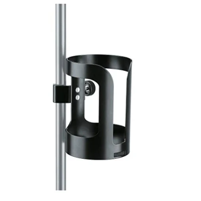 Immagine di K&amp;M 16022 portabicchiere standard nero in acciaio superficie del portabicchieri flessibile e stabile, a fissare un asta di massimo ø 3 cm