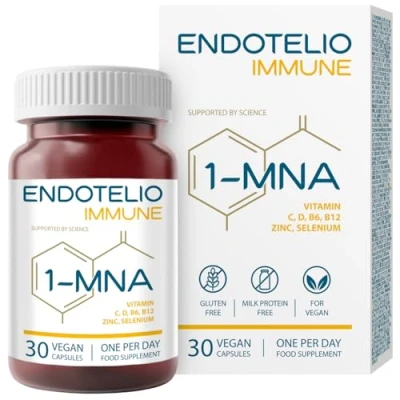 Immagine di Endotelio 1 MNA Immune, Integratore Anti invecchiamento, Ottimizza NAD+, Vitamine e Minerali per Donne Uomini, L istidina, Zinco, Selenio, C, B6, B12, Supporto del Sistema Immunitario, 30 Capsule