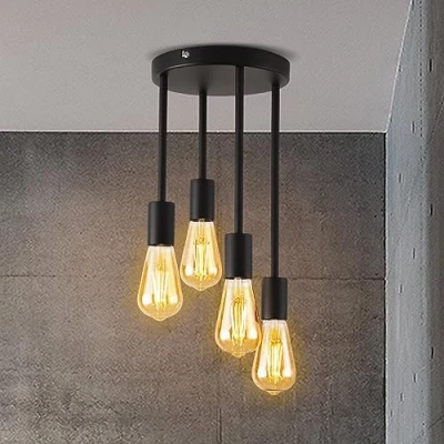 Immagine di ANWIO Faretti da Soffitto,Lampadario con 4 Lampadine LED Attacco E27,Plafoniera Vintage, Lampada a Sospensione,Lampada Soffitto per Negozio,Cucina,Camera Letto,Soggiorno,Lampadine Escluse