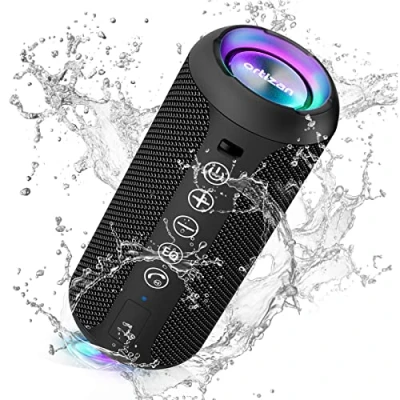 Immagine di Ortizan X10 Speaker Bluetooth Portatile Cassa Altoparlante Waterproof IPX7 Con Luce,Fino a 30h di Autonomia,3 Effetti Sonori Stereo Hi Fi Bassi, Vivavoce Microfono AUX, TF(nero)