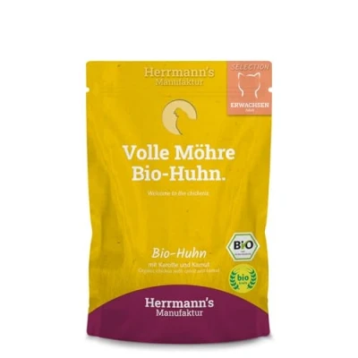 Immagine di Herrmann’s bio Selection 40 x 100 g Alimento umido per gatto Pollo con carote e kamut
