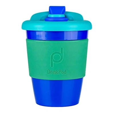 Immagine di Pioneer DrinkPod Tazza da viaggio in plastica, riutilizzabile, senza BPA, 340 ml, colore: Blu oceano