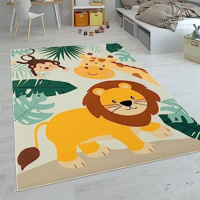 Immagine di Paco Home Tappeti da gioco a pelo corto colorati per camerette dei bambini con diversi motivi, Dimensione:160x220 cm, Colore:Beige 3