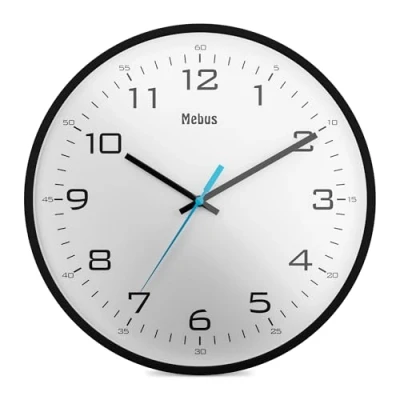 Immagine di Mebus analoge Quarz Wanduhr klassisches Design kräftige, große Ziffern 30cm Durchmesser/Farbe: Schwarz Weiß/Modell: 16247