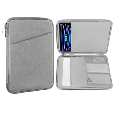 Immagine di MoKo 12,9&quot; Custodia Protettiva per 13 Zoll iPad PRO M4 2024 OLED, Air M2 2024, 12,9 2022 2015, Galaxy Tab S9+/S8+ 12,4&quot;, Grigio Chiaro