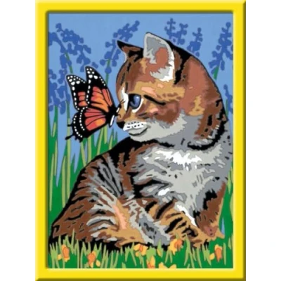 Immagine di Ravensburger 28651 Colorare con i numeri, soggetto: gatto farfalla