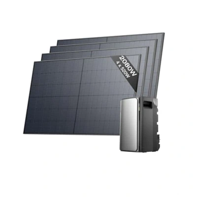 Immagine di ECOFLOW kit fotovoltaico con batteria (2080W,1,92kWh), STREAM Ultra 1,92 kWh, 4x520 W panelli solari rigidi e contatore intelligente, ingresso solare 2.800 W(4 MPPT), 2 porte CA 2.300 W, microinverter