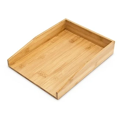 Immagine di Relaxdays 4X Vaschetta Portadocumenti, Organizer per Scrivania, Porta Documenti Impilabile Ufficio, Portalettere, Naturale