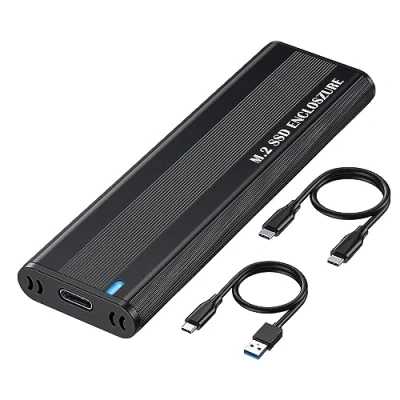 Immagine di SHUBEIEUMI M.2 NVME/SATA SSD Enclosure Alluminio Adattatore, USB C 3.1 Gen2 NVME PCIe 10Gbps SATA M Key/B+M Key Adattatore Esterno, Case per Size 2242/2260/2280, Supporto UASP Trim
