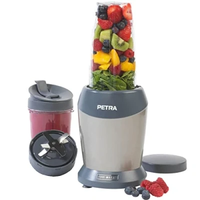 Immagine di Petra PT2002V4SILVERVDEEU7 NutriMax frullatore multiuso personale, per succo, 2 contenitori frullare (800 ml/1 litro), coperchi inclusi, miscelatore cocktail