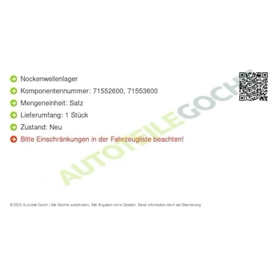 Immagine di KOLBENSCHMIDT 77584600 Supporto albero a camme