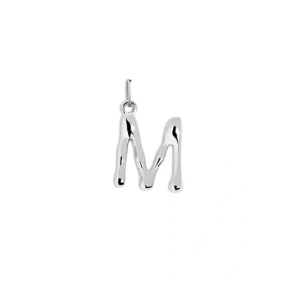 Immagine di SINGULARU Charm Letter XL Pendente Iniziale in Ottone con Finitura Placcata Rodio Lettere A Z Combinabile Collana Gioielli da Donna Lettera M