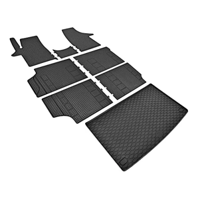 Immagine di Z4L Tappetini in gomma e vasca per bagagliaio, un set adatto VW T6 Transporter/Caravelle 8/9 posti dal 2015 al 2019 L1