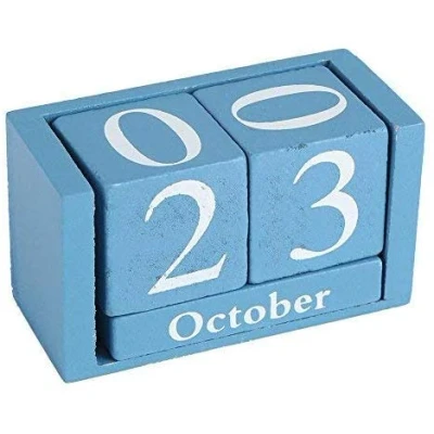 Immagine di Fdit vintage in legno calendario desktop Time Concept rustico perpetuo mese data Display Home Office decorazione Scarpette a strappo Voltaic 3 Fade Bambini