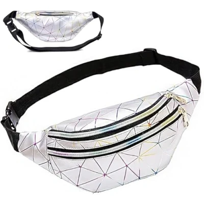 Immagine di AMJKEJI Marsupio Donna, Running, Impermeabile Moda Marsupio, Sportivo per Campeggio Escursionismo Ciclismo, Argento