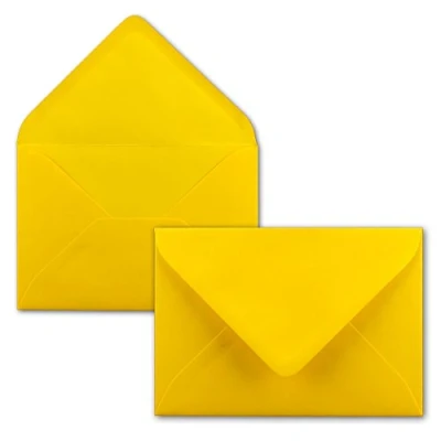 Immagine di 50x Buste B6 17,5 x 12,5 cm giallo miele colla umida con lembo a punta 120 g/m² per matrimoni, biglietti d&#039;auguri, inviti