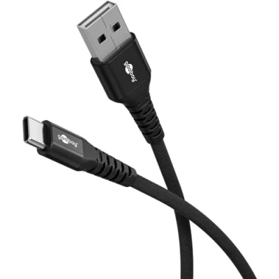 Immagine di goobay cavo in tessuto flessibile da USB a C 60 W, 1 m, 480 Mbits, di ricarica C/Supersoft/Xiaomi, Nothing Phone C, tessuto, bianco, 74530