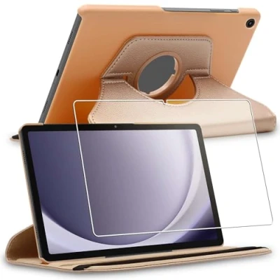 Immagine di ebestStar Cover per Samsung Galaxy Tab A9+ (2023) SM X210, Custodia Protezione Rotazione 360, Pelle PU, Dorato + Vetro Temperato