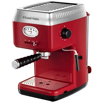 Immagine di Russell Hobbs Macchina caffe espresso, 15 bar, inserti per 2 tazze, ugello schiuma di latte, Portafiltro, 1300 W, 1.1 Litri, Espresso Red, 28250 56