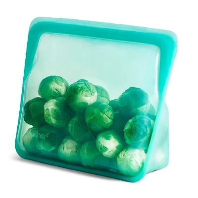 Immagine di stasher Sacchetti in silicone per alimenti, Stand Up Bag (Aqua) riutilizzabili congelatore Sacchetto con cerniera lavabile 24,1 x 17,8 3,2 cm / 1,6 l