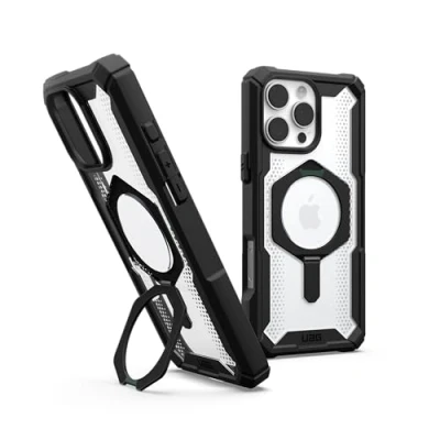 Immagine di Urban Armor Gear Plasma XTE MagSafe Kickstand Case Backcover per cellulare Apple iPhone 16 Pro Max Nero, Trasparente Compatibile con