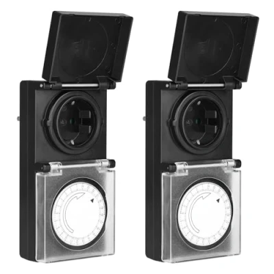 Immagine di DEWENWILS Timer meccanico da esterno, analogico esterno con protezione impermeabile IP44, a prova di bambino e protettivo per giardino