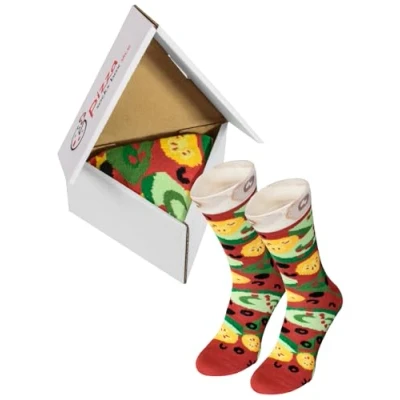 Immagine di Rainbow Socks Pizza Slice Box Donna Uomo Vegetariana Un Regalo Per Gli Appassionati Di Ampia Scelta Motivi 1 Paio Taglia 36 40