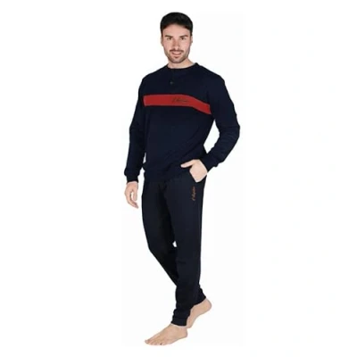 Immagine di AUSTRALIAN Pigiama Lungo Uomo in Caldo Cotone Vari Modelli E Taglie dalla M alla 2XL, Maschile (2XL (52), AI746 Blu)
