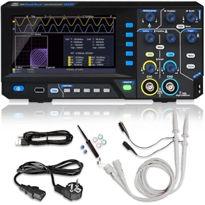 Immagine di PeakTech 1402 oscilloscopio digitale a 2 canali [3 anni di garanzia] 20 MHz, 250 MS/s, interfaccia USB, software PC, P 1402, nero, multimetro