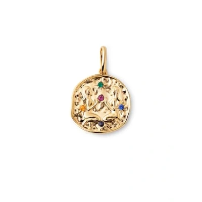 Immagine di SINGULARU Charm Colori organici Zodiaco Gemelli Ciondolo in argento 925 con finitura placcata oro 18Kt abbinabile alla collana Gioielli da donna