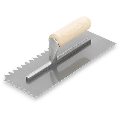 Immagine di Spatola dentata Marshalltown, tacca: V 13x12 mm con manico in legno, acciaio, per piastrellisti, dimensioni: 279x114