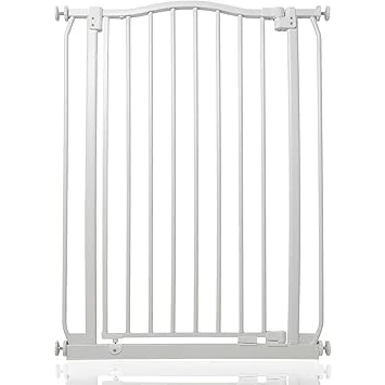 Immagine di Safetots Cancelletto di Sicurezza Extra Alto con Cima Curva, 71cm 80cm, Bianco Opaco, 100cm in Altezza, Montaggio a Pressione per Scale,Barriera