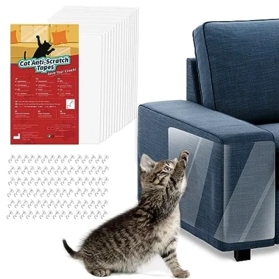 Immagine di VavoPaw Protezione Graffi Gatto [16 Pezzi], Protezioni per Mobili Divani Nastro Adesivo Antigraffi Gatti Proteggi Divano Trasparente PVC con Viti AntiGraffio Protector
