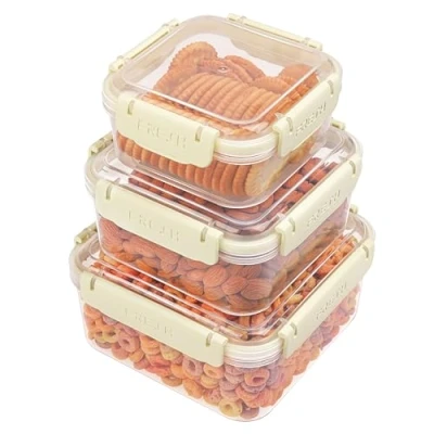 Immagine di BELLE VOUS 3 Pezzi Contenitori Plastica Alimenti con Coperchio 530ml, 950ml &amp; 1500ml Riutilizzabili a Prova di Perdite Senza BPA Per Meal Prep Micronde/Congelatore/Lavastoviglie