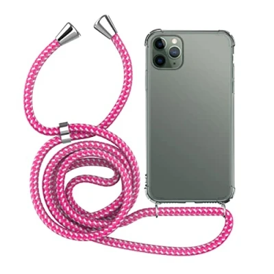 Immagine di MyGadget Cover per iPhone 11 Pro Max Custodia con Corda Case Cordino Trasparente Antiurto Laccio Tracolla Practical Stylish Rosa