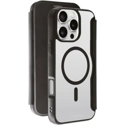 Immagine di Vivanco MAG PREMIUM Custodia a libro Booklet Apple iPhone 16 Pro Max Nero Carica induttiva, Anti sabbia, Resistente agli spruzzi dacqua, polvere, urti
