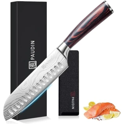 Immagine di PAUDIN Coltello Santoku da 17cm, Coltelli Cuoco in Acciaio di Fabbricazione Tedesca, Perfetto per Preparare sushi con Manico Ergonomico, Ottimo la Casa e Ristorante