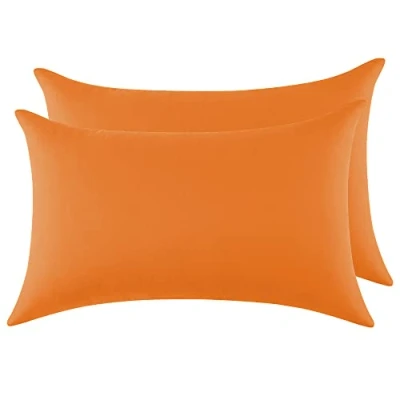 Immagine di Federe Cuscini Letto Matrimoniale Cotone 40x70 cm 2 PCS, Set Certificato Oeko TEX in Premium 110GSM, Morbida e Traspirante, Ipoallergenica Arancione