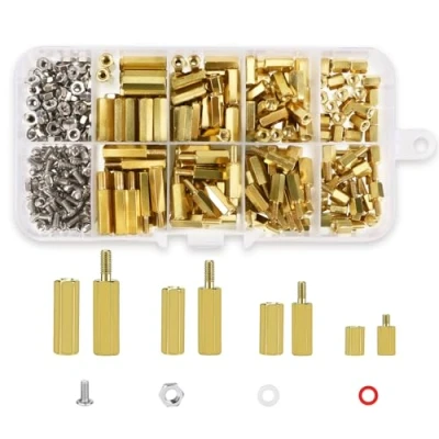Immagine di Auauraintt 486 Pezzi M2.5 Distanziali Esagonali ottone Standoff, Maschio Femmina Esagonale in Distanziatore Standoff Vite distanziatori PCB scheda madre kit assortimento