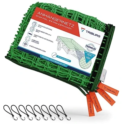 Immagine di TRIBURG Rete per rimorchi 2x3 con marcature angolari incl. 8x ganci di espansione tenditori in gomma