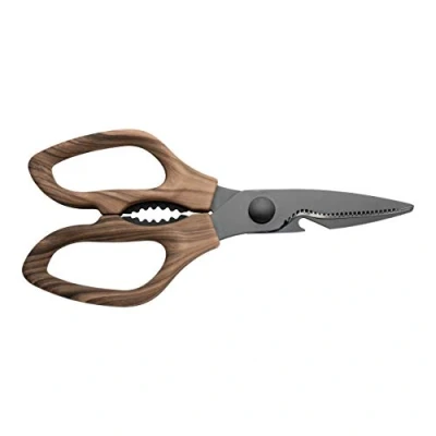 Immagine di Rockingham Forge RF 618KS Forester Forbici da Cucina in Acciaio Inox con Rivestimento ossido Nero, Manico ergonomico Legno, 9,5 x 1 20 cm, Inossidabile