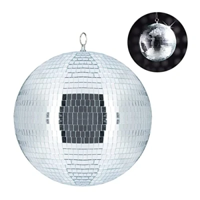 Immagine di Relaxdays Palla da Discoteca, Appendere, a Soffitto, Maxi Stratosfera, Specchiata, Compleanni, Ø 30cm, Argento