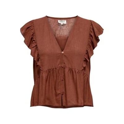 Immagine di ONLY Onlrian Flonce Camicetta, Donna, Taglia: Medium, Henna