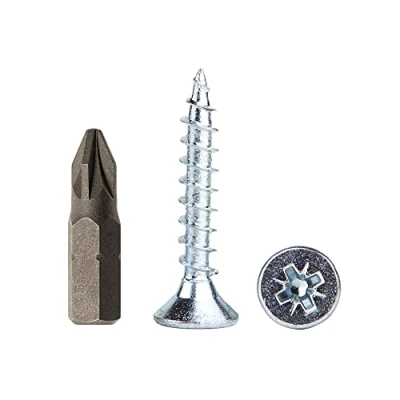 Immagine di Confezione da 250 viti per legno in acciaio zincato 5,0 x 30 mm, truciolato, vite universale Pozi Drive PZ, filettatura completamente filettata, testa svasata Pozidriv (250, mm)