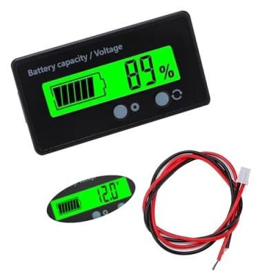 Immagine di VooGenzek Misuratore di Voltmetro Della Capacità Batteria, Universale Tester Monitor Batteria al Piombo, Display LCD DC 12 48V (Luce Verde)