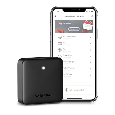 Immagine di SwitchBot Hub Mini Smart Remote Dispositivo IR, collegamento a Wi Fi, controllo del condizionatore d&#039;aria, compatibile con Alexa, Google Home, HomePod, IFTTT