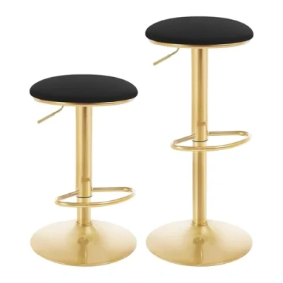 Immagine di WOLTU Set di 2 Sgabelli Bar con Poggiapiedi Sedia Alta Sedile Imbottito per Cucina Altezza Regolabile Sgabello Girevole 360 in Metallo Nero BH302sz