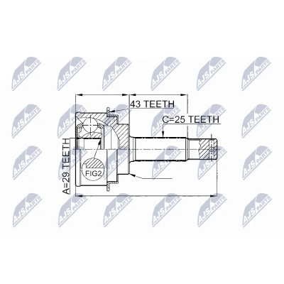 Immagine di NTY NPZ MS 059 Kit Giunto Omocinetico Trasmissione automatica Assale anteriore Dx MITSUBISHI: Pajero Pinin