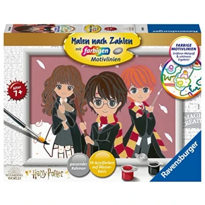 Immagine di Ravensburger CreArt 29398 Harry Potter Dipingere con i Numeri Amicizia Magica, Bambini dai 7 Anni in su, Multicolore, 24 x 18 4,5 cm